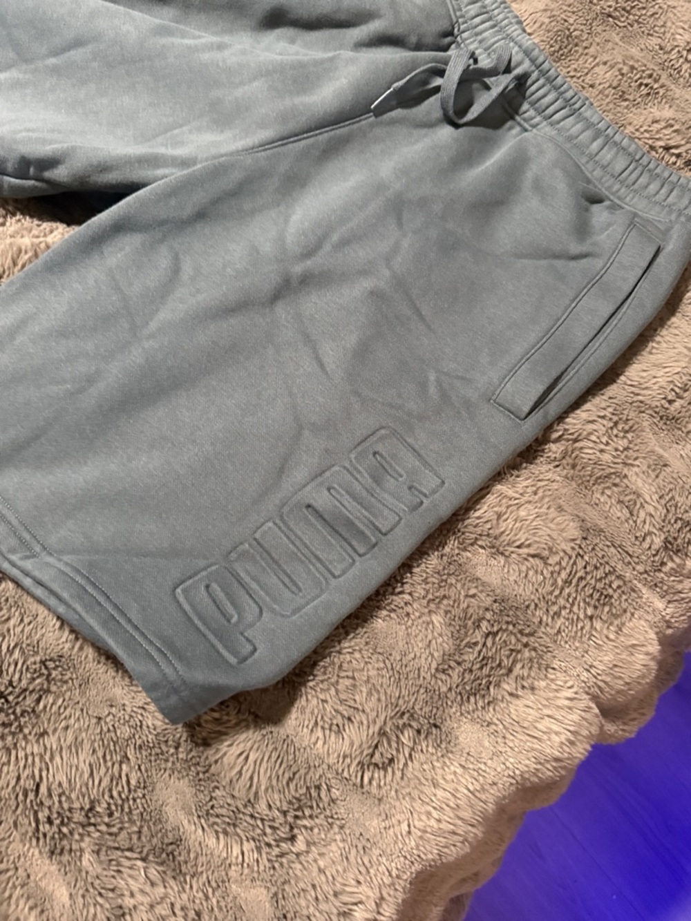 Puma Men’s Slate Blue Athletic Fleece Shorts - Picture 6 of 10